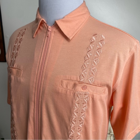 Vintage Peach Zip Up Embroidered Shirt - Picture 6 of 14